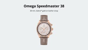 Omega Speedmaster 38, 38 mm, Sedna™ gold on leather strap